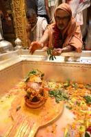  HH Swamiji performs Abhisheka at Shri Kashi Vishwanath Temple, renders the bhajans 'Mahadeva Sharanam' and 'Samba Sadashiva' (26.03.2025)